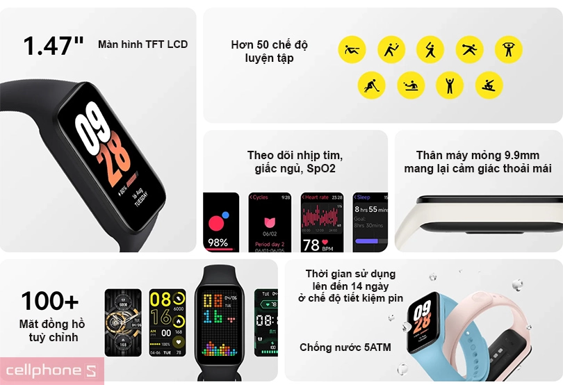 Vòng đeo tay thông minh Xiaomi Mi Band 8 Active 
