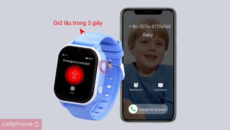 Chức năng gọi điện, gửi tin nhắn, SOS của đồng hồ định vị trẻ em Wonlex KT19 Pro