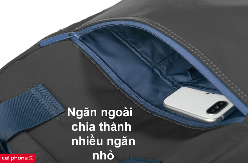 Ngăn ngoài được chia thành từng ngăn nhỏ