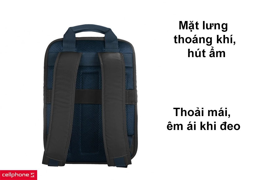 mặt lưng thiết kế thoáng khí, hút ẩm