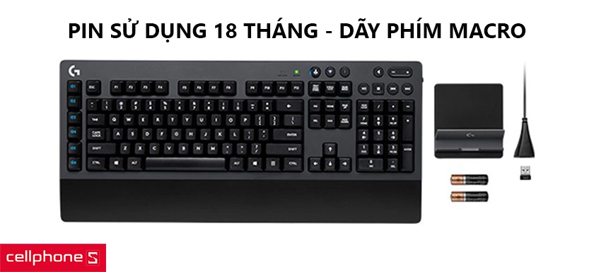 Pin trâu hoạt động lên tới 18 tháng, trang bị phím Macro dễ dàng gán thêm chức năng