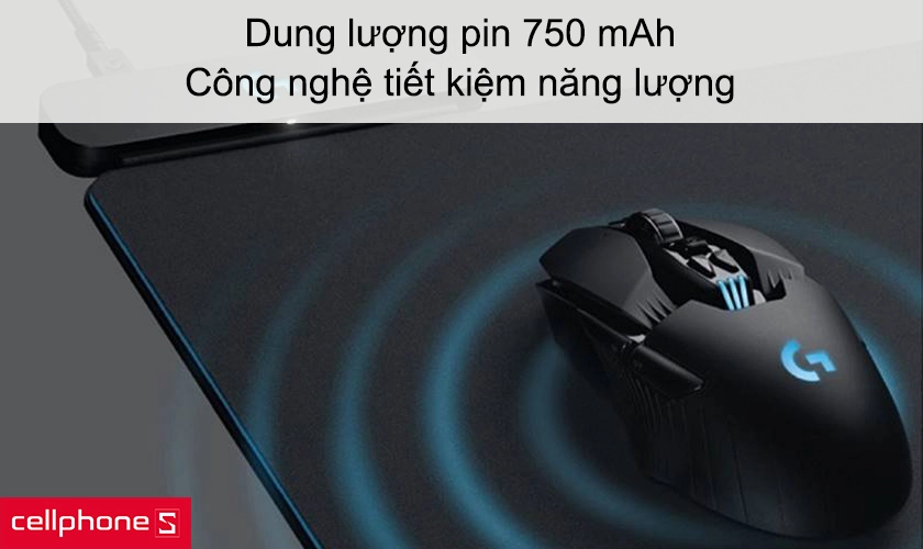 Dung lượng pin 750 mAh, công nghệ tiết kiệm năng lượng