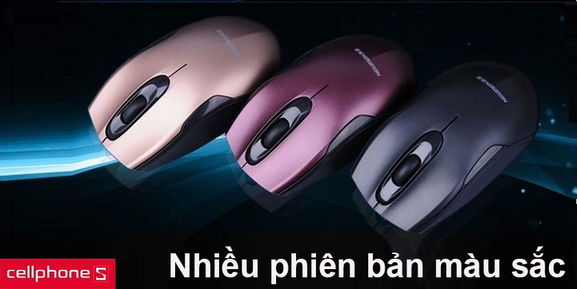 Chuột Newmen F266 còn được chăm chút về mẫu mã khi được hãng trình làng đến 3 phiên bản Đen, Tím và Vàng đồng