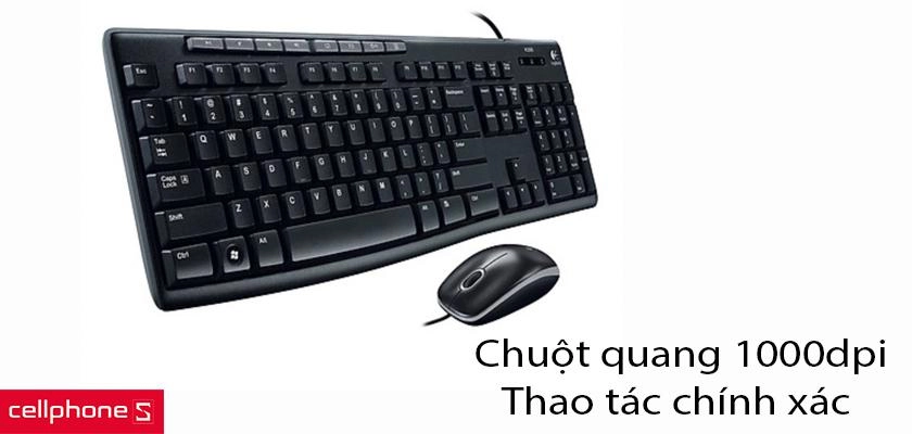 Combo bàn phím và chuột có dây Logitech MK200