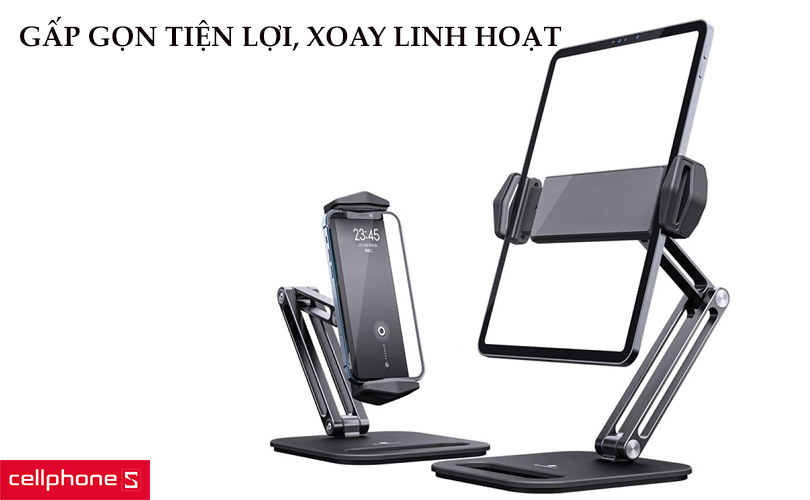 Giá kẹp iPad/Tablet S-case hợp kim nhôm đế hình vuông