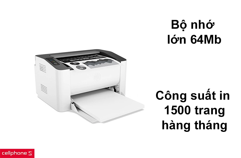 Bộ nhớ lớn lên đến 64Mb, công suất in lớn lên đến 1500 trang