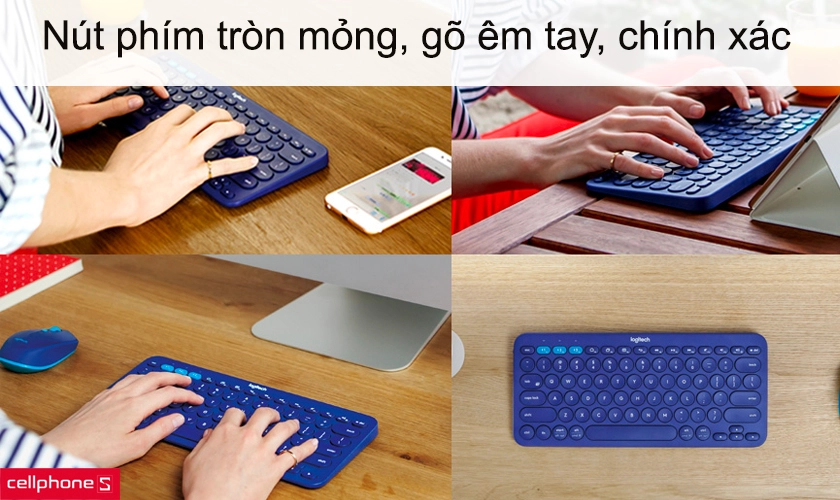 Nút phím tròn mỏng, gõ êm tay, chính xác, nặng 423g