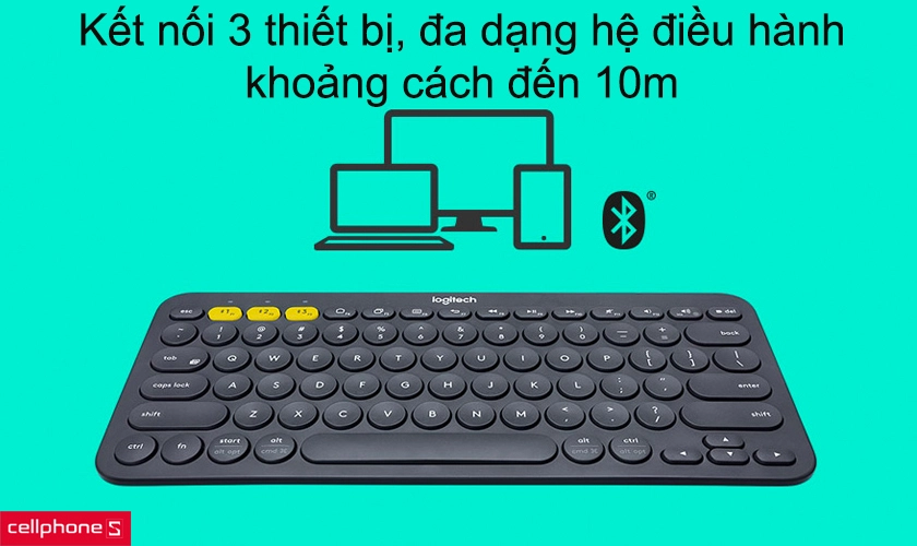 Kết nối cùng lúc 3 thiết bị, đa dạng hệ điều hành, khoảng cách đến 10m