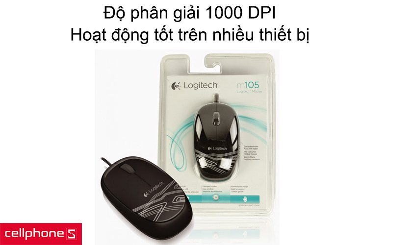 Độ phân giải 1000 DPI, hoạt động tốt trên nhiều thiết bị