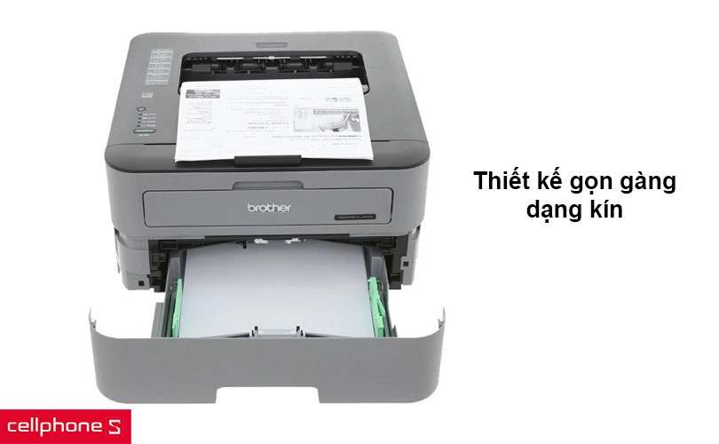 Máy In Laser Brother HL-L2321D có thiết kế gọn gàng, dạng kín
