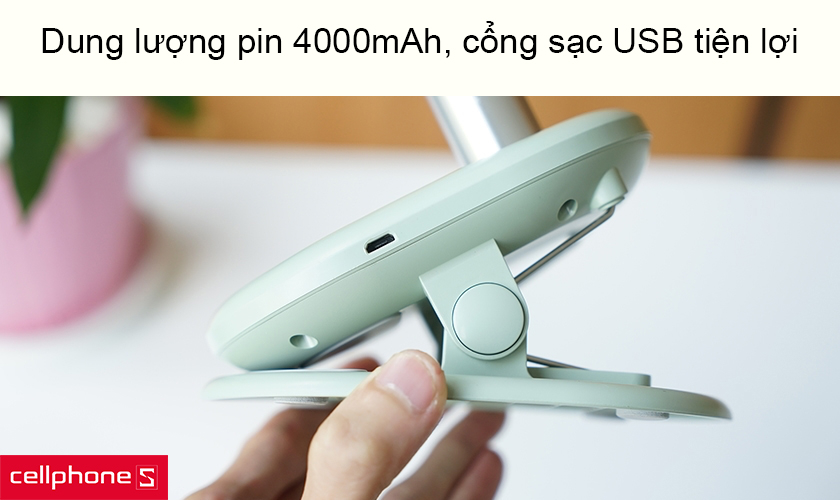 Dung lượng pin 4000mAh, cổng sạc USB tiện lợi