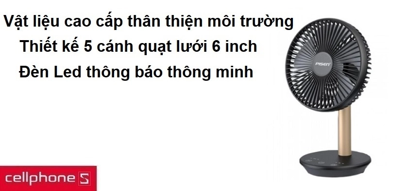 Thiết kế 5 cánh quạt lưới 6 inch làm mát nhanh chóng, đèn LED thông báo thông minh