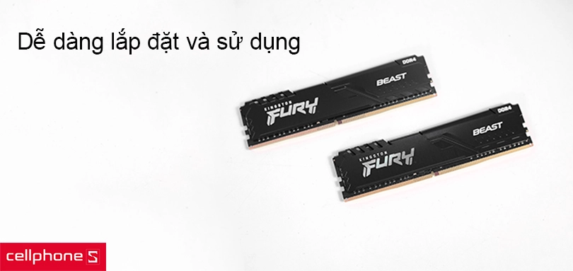Ram PC Kingston Fury Beast Black 16GB 3200MHz DDR4 KF432C16BB1/16