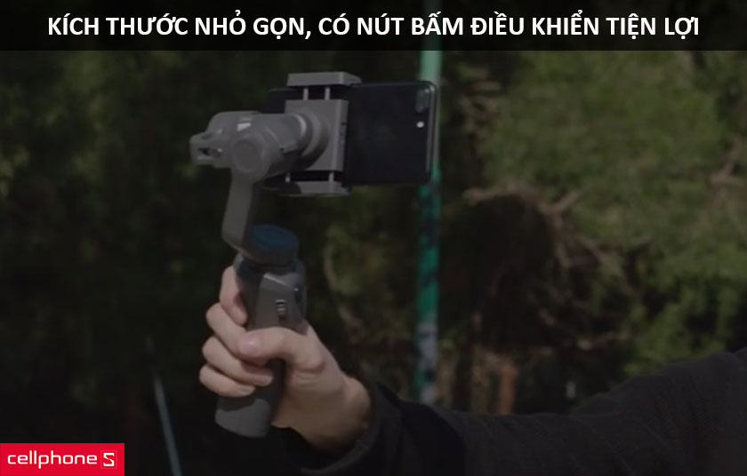Tay cầm chống rung DJI Osmo Mobile 2 có kích thước nhỏ gọn, tích hợp nút bấm
