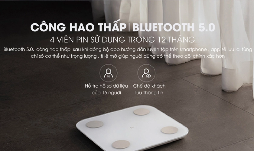 Kết nối Bluetooth 5.0 thông qua ứng dụng, 4 viên pin AAA sử dụng lên đến 12 tháng