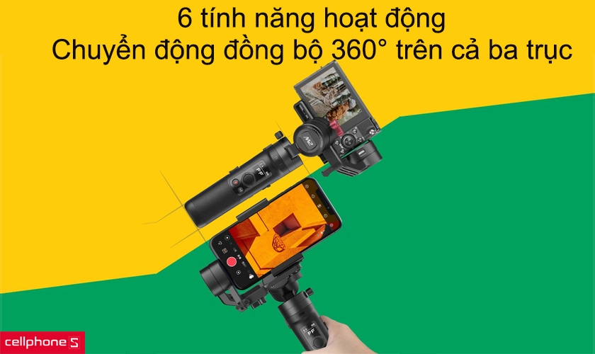 6 tính năng hoạt động, chuyển động đồng bộ 360° trên cả ba trục