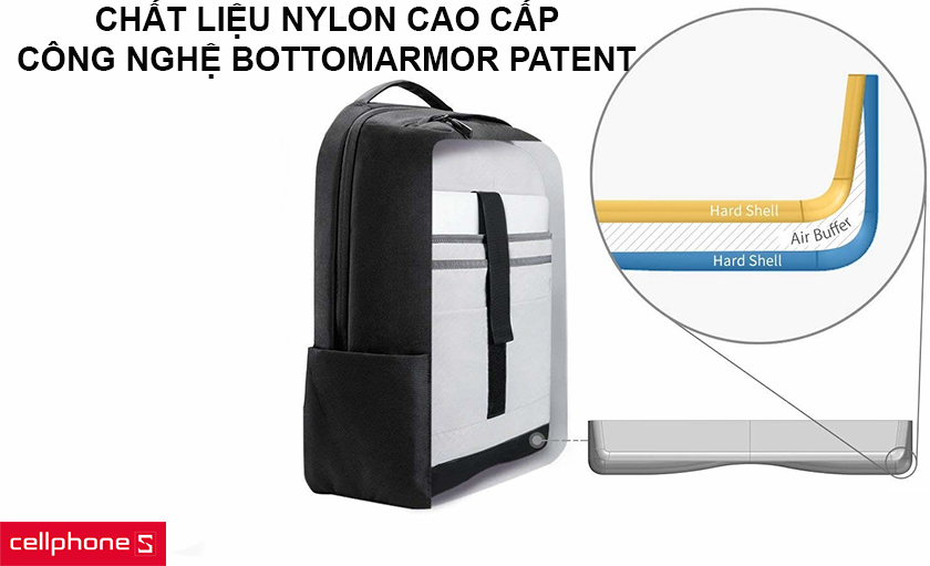 Chất liệu Nylon cao cấp, công nghệ BottomArmor Patent chống sốc