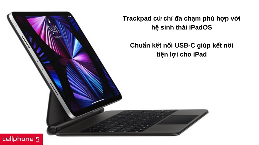 Trackpad đa chạm tiện ích, sạc pin với cổng USB-C tiện lợi