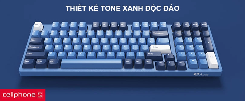 Thiết kế tone xanh độc đáo, bàn phím tối ưu với 98 key