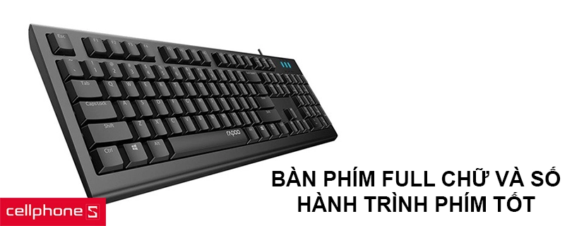 Bàn phím full chữ và số, hành trình phím tốt
