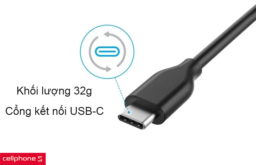 kích thước khá nhỏ gọn chỉ 8.4 x 2.6 mm với khối lượng dây chỉ 32g