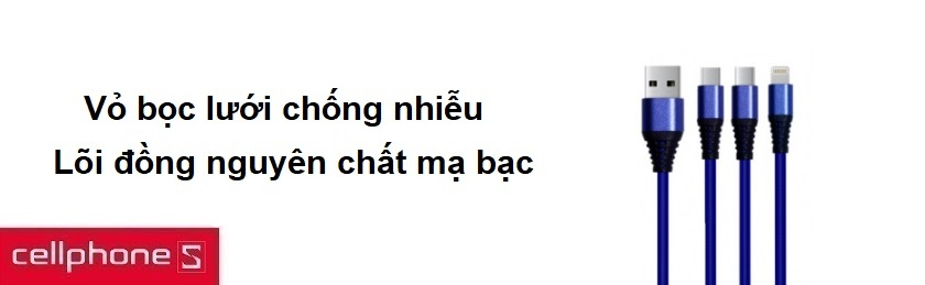 Vỏ bọc lưới chông nhiểu, lõi đồng nguyên chất mạ bạc
