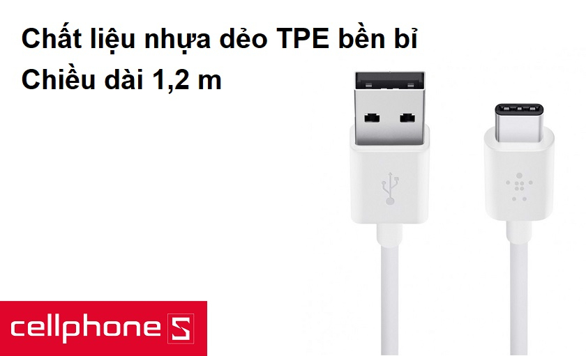 Chất liệu nhựa dẻo TPE bền bỉ, chiều dài 1,2 m