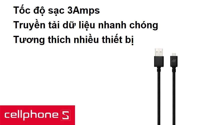 Tốc độ sạc 3Amps, tương thích nhiều thiết bị