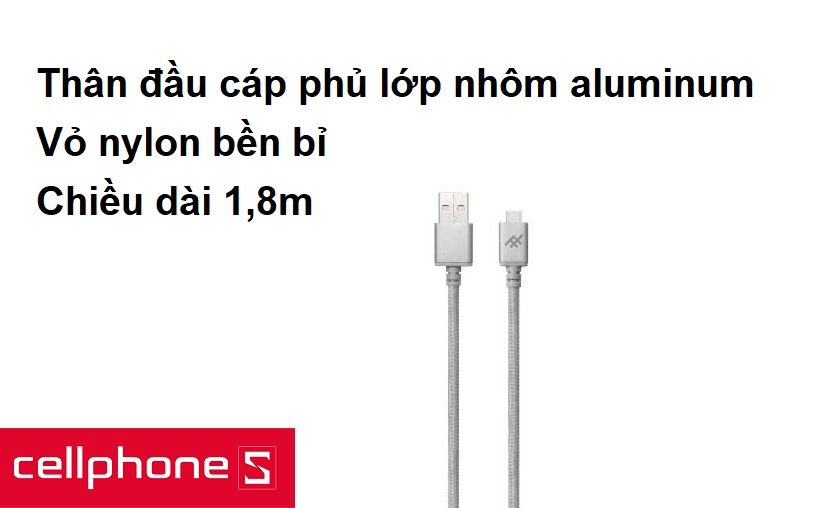 Vỏ nylon bền bỉ, chiều dài 1,8m