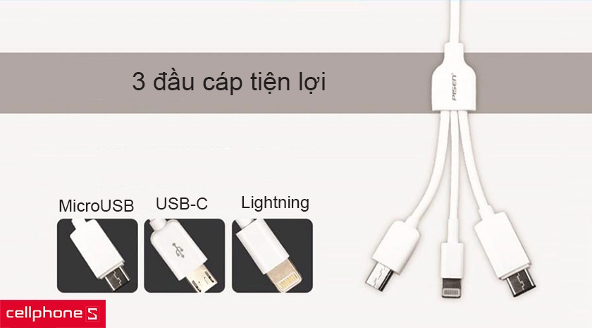 3 đầu cáp tiện lợi