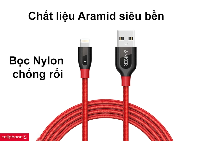 Chất liệu sợi Aramid siêu bền và bọc Nylon chống rối