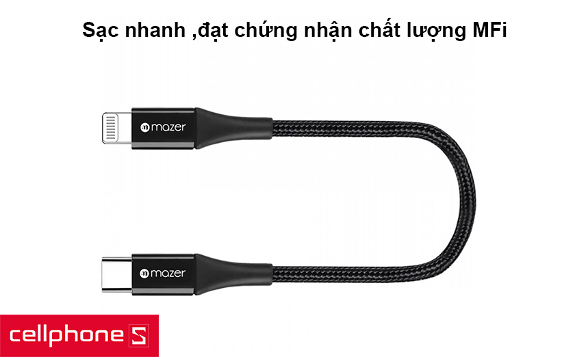 Cáp Type C to Lightning Mazer Power Link II 12cm