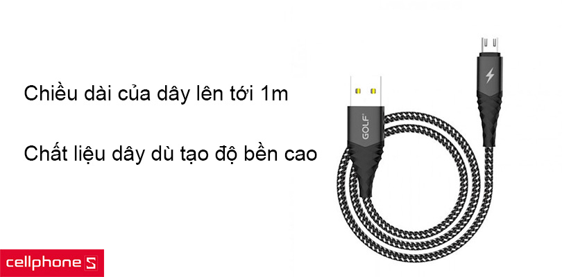 Chiều dài của dây lên tới 1m, dễ dàng hơn trong khi sạc pin