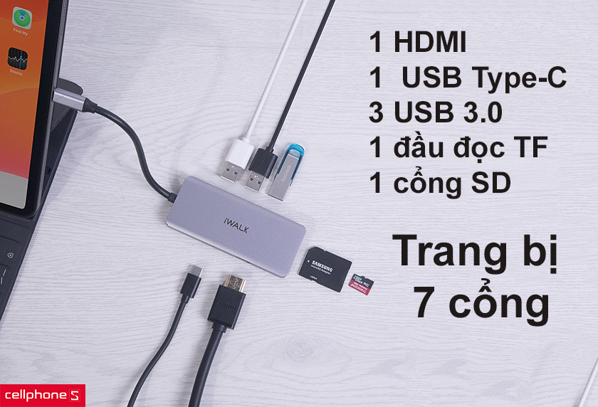 Trang bị 7 cổng mở rộng cùng lúc