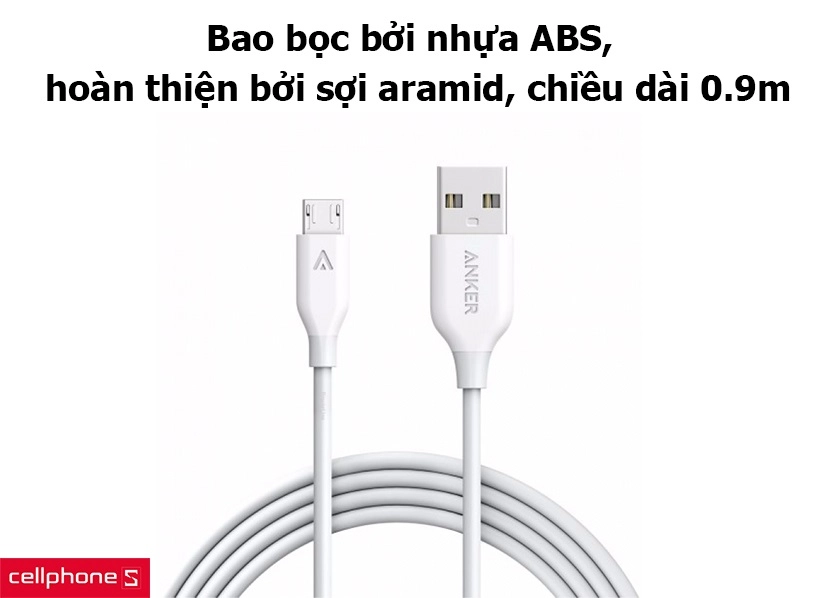 Bao bọc bởi nhựa ABS, hoàn thiện bởi sợi aramid, chiều dài 0.9m