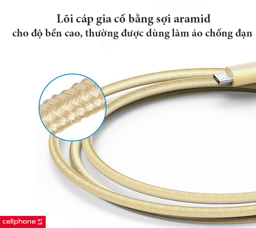Lõi cáp gia cố bằng sợi aramid, vỏ cáp bằng sợi nylon