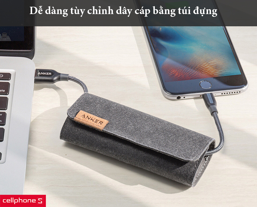 giữ và buộc dây cáp Anker PowerLine+ A8121 trong một túi đựng
