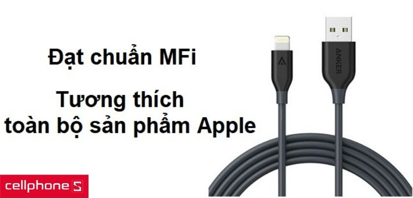 Tương thích với toàn bộ iPhone, iPad, iPod và đạt chứng nhận MFi