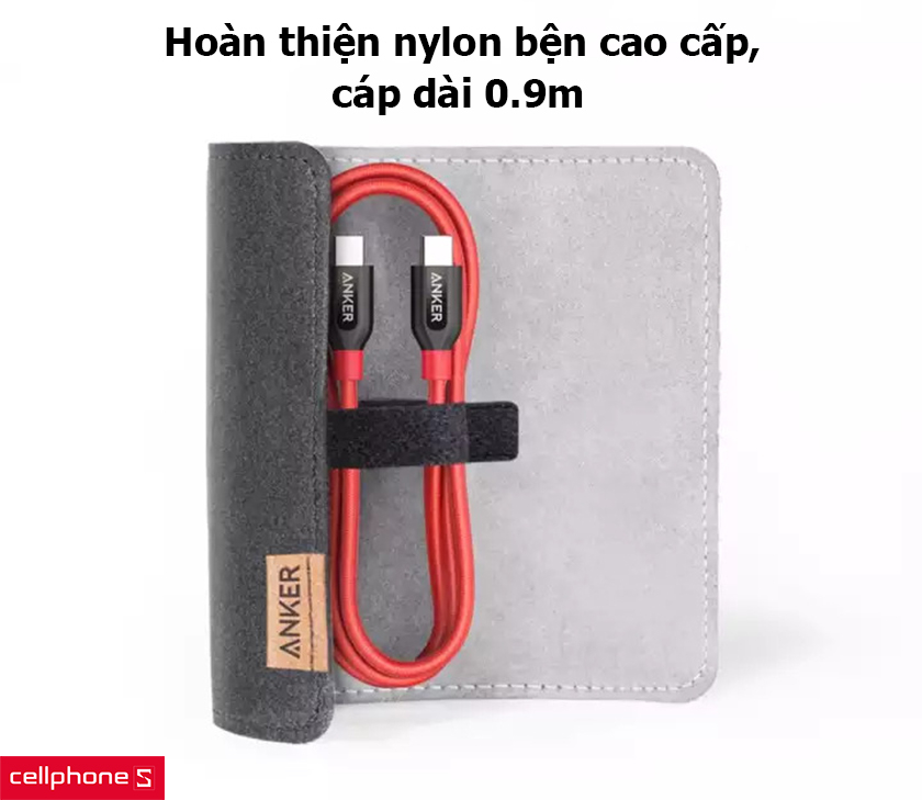 Hoàn thiện nylon bện cao cấp, cáp dài 0.9m