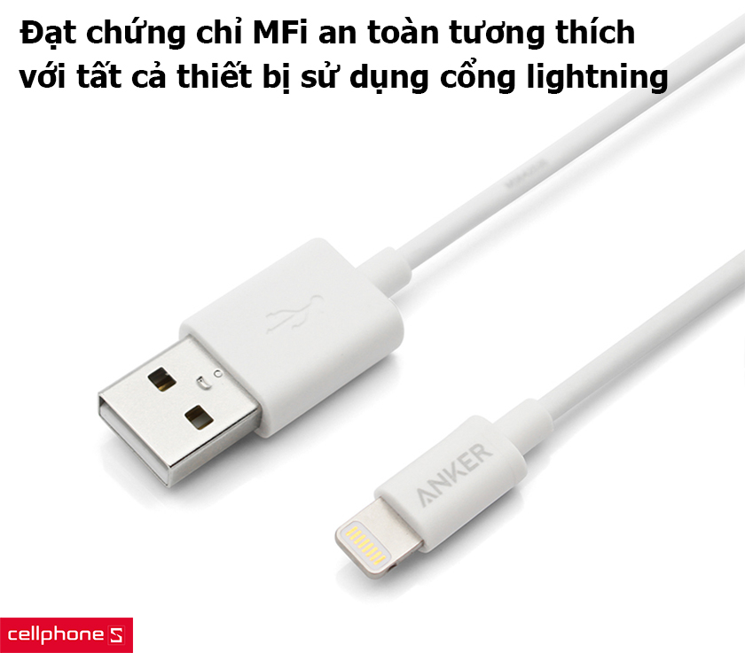 Đạt chứng chỉ MFi, tương thích tất cả thiết bị sử dụng cổng lightning