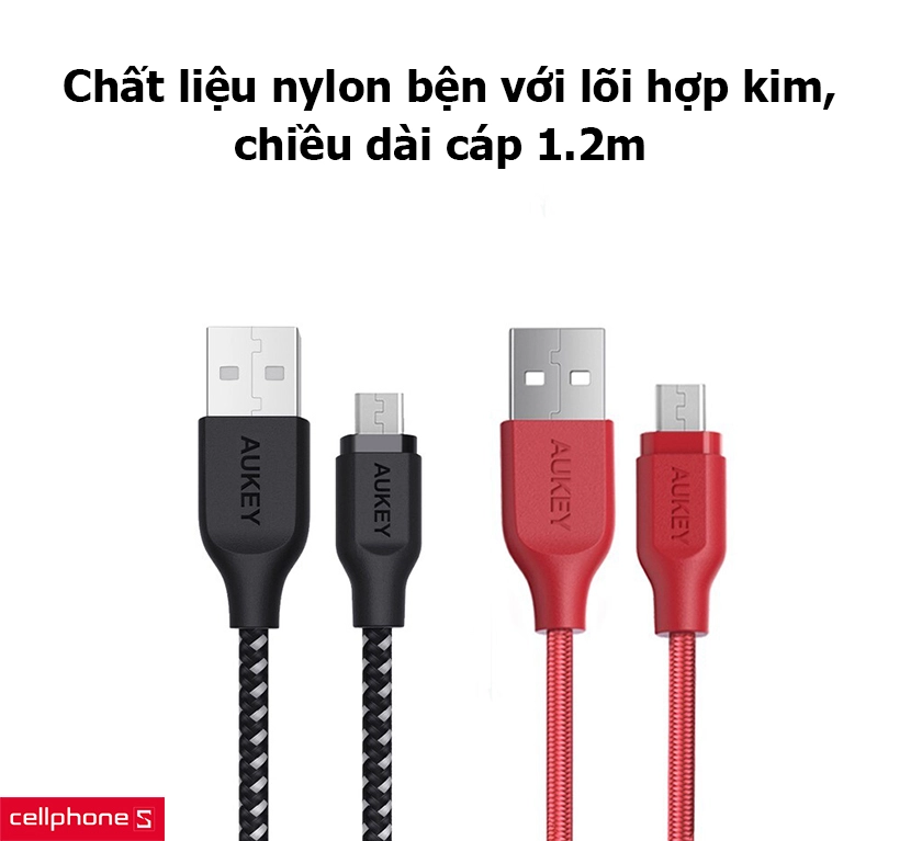 Chất liệu nylon bện với lõi hợp kim, chiều dài cáp 1.2m