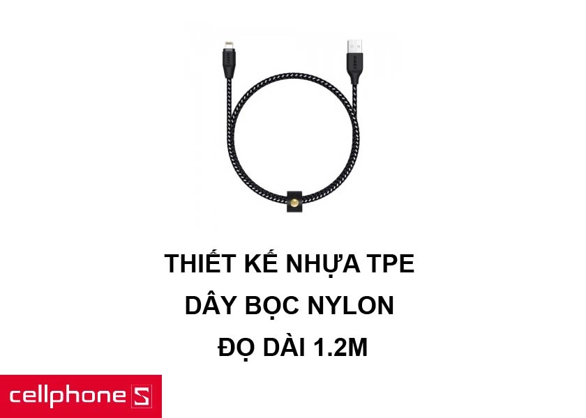 Thiết kế kết hợp giữa nhựa TPE và dây Nylon cùng độ dài lên đến 1.2m