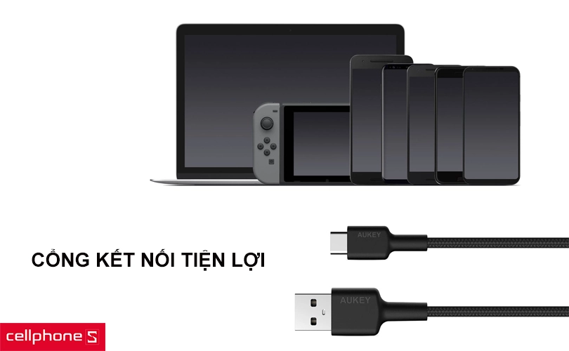 Cáp Aukey USB-A to USB-C dây dù 0.9m CB-CD30