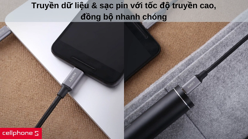 Đầu kết nối làm từ hợp kim nhôm, chất liệu dây nylon đan chéo giúp tăng độ bền bỉ