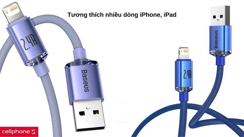 Cáp sạc Baseus Crystal Shine USB-A sang Lightning 2 mét
