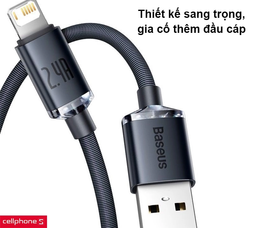 Cáp Baseus Crystal Shine USB-A to Lightning dài 1.2m