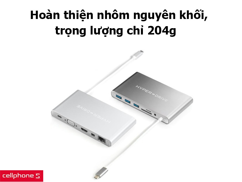 Hoàn thiện nhôm nguyên khối, trọng lượng chỉ 204g
