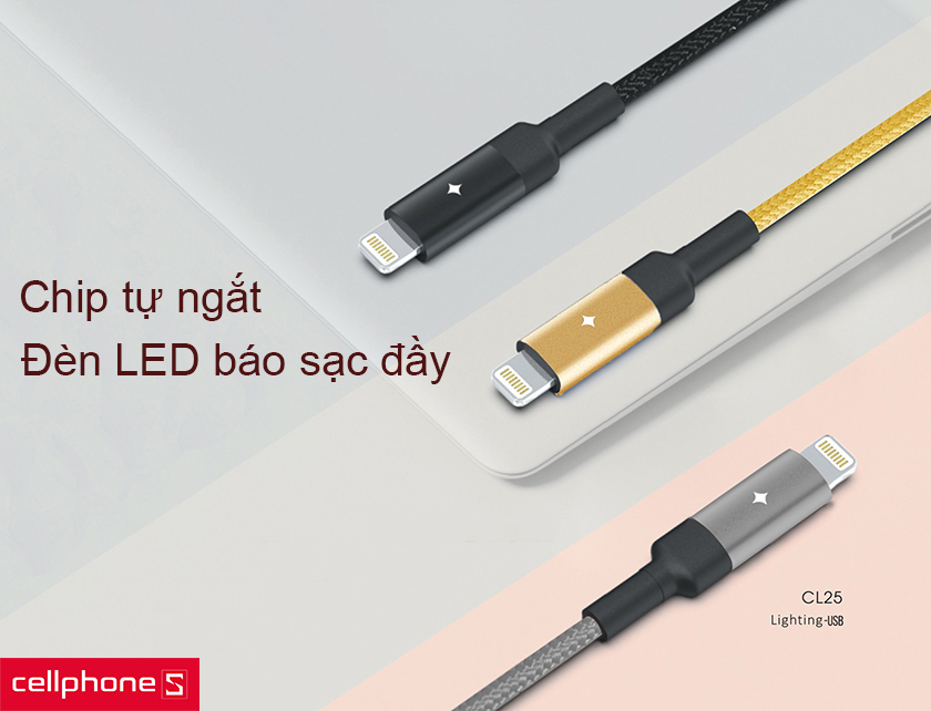 trang bị chip tự ngắt và đèn LED báo sạc đầy
