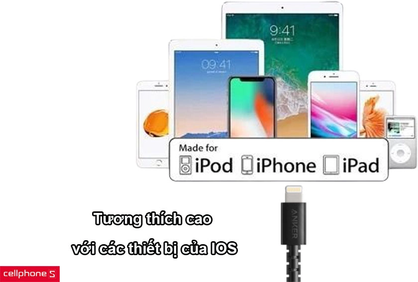 Mang lại khả năng tương thích cao với các thiết bị của iOS, công nghệ sạc nhanh