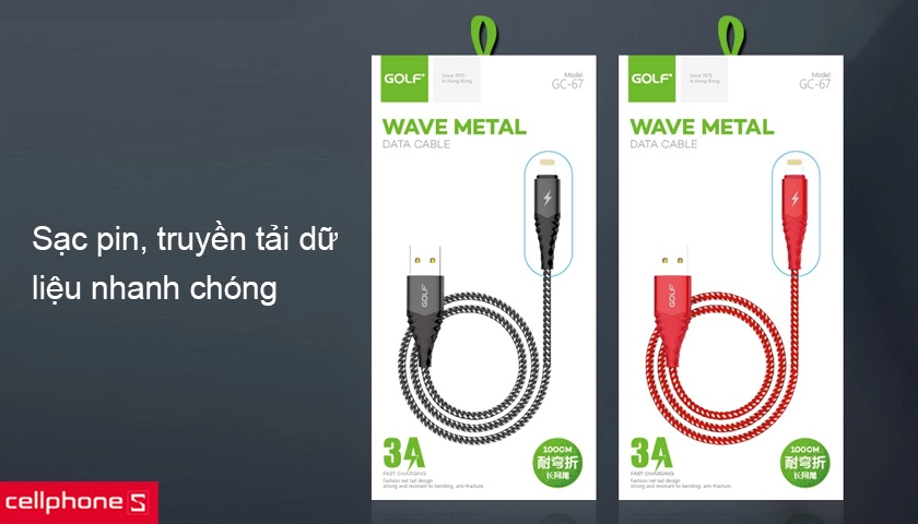 Cáp Lightning Golf GC-67I dây dù 1m